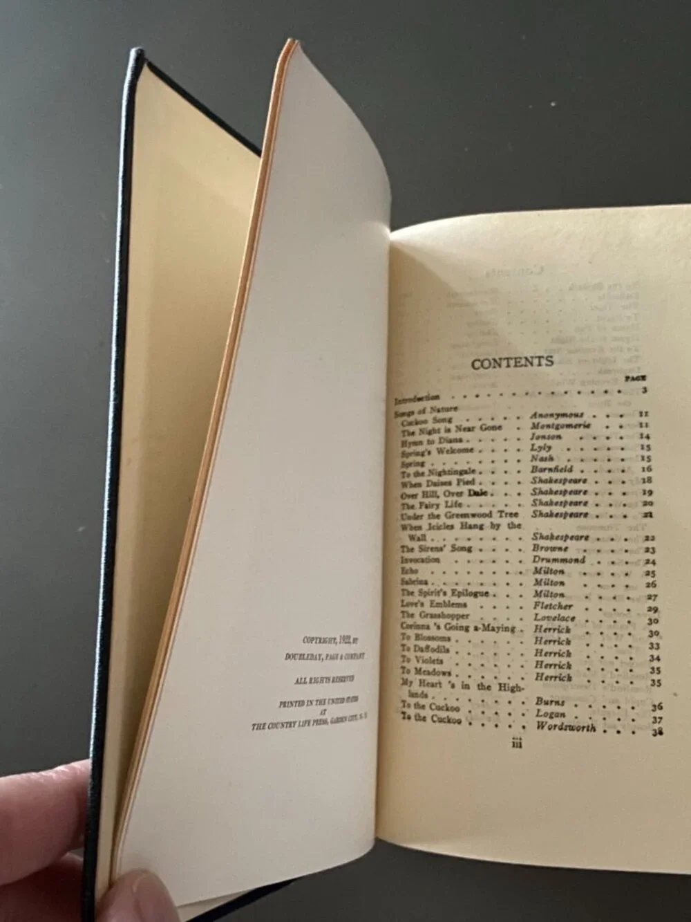 1926 Pocket University Poetry Anthology, Shakespeare Lyrics, Vintage Hardcover B